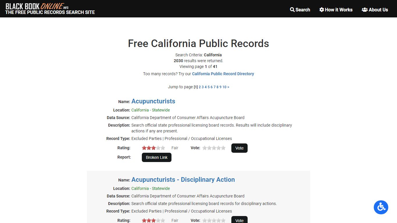 Free California Public Records | Black Book Online